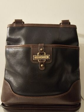 Collection B Black and Brown Leather Shoulder Bag for Men